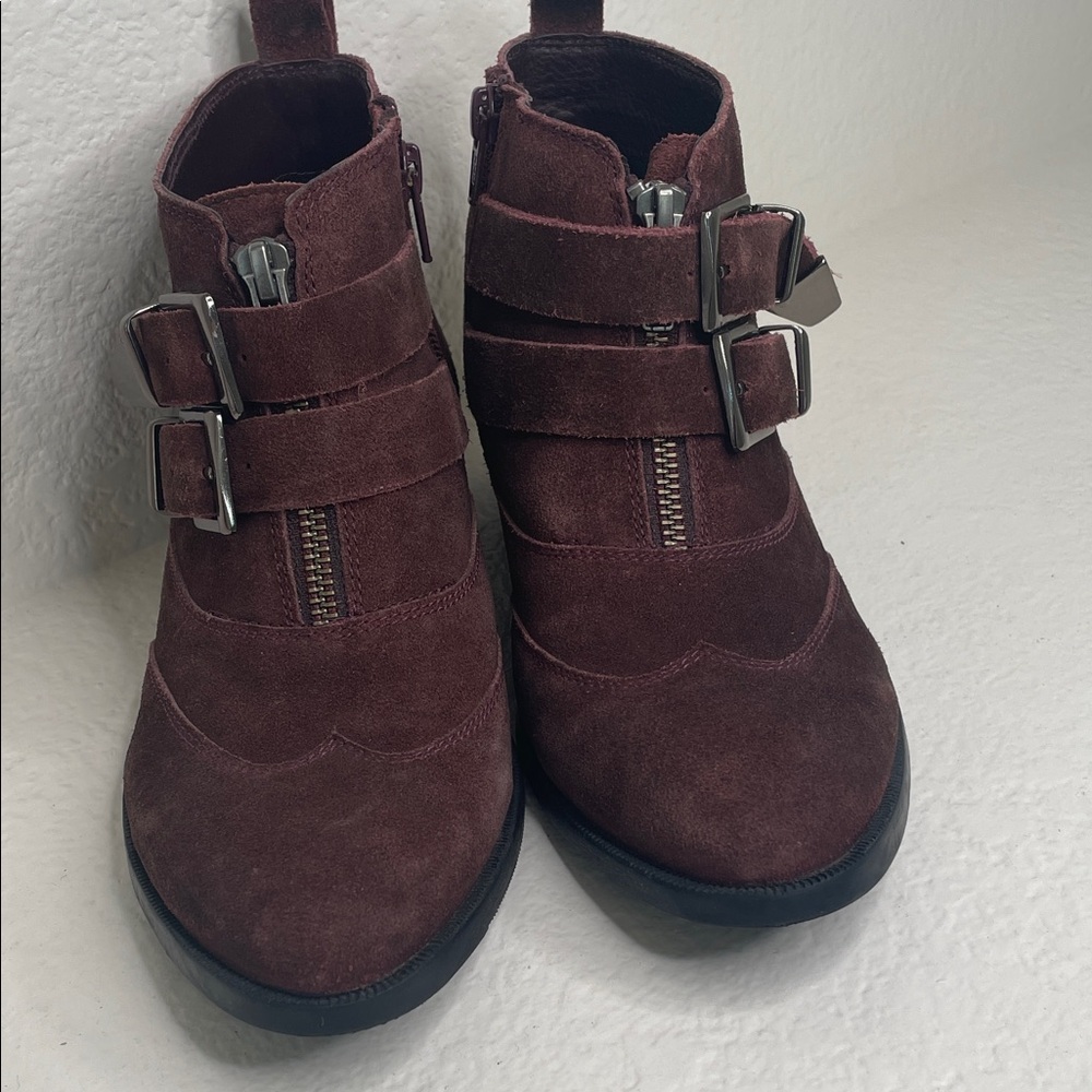 Office London Burgundy Suede booties size 37 - Picture 2 of 7